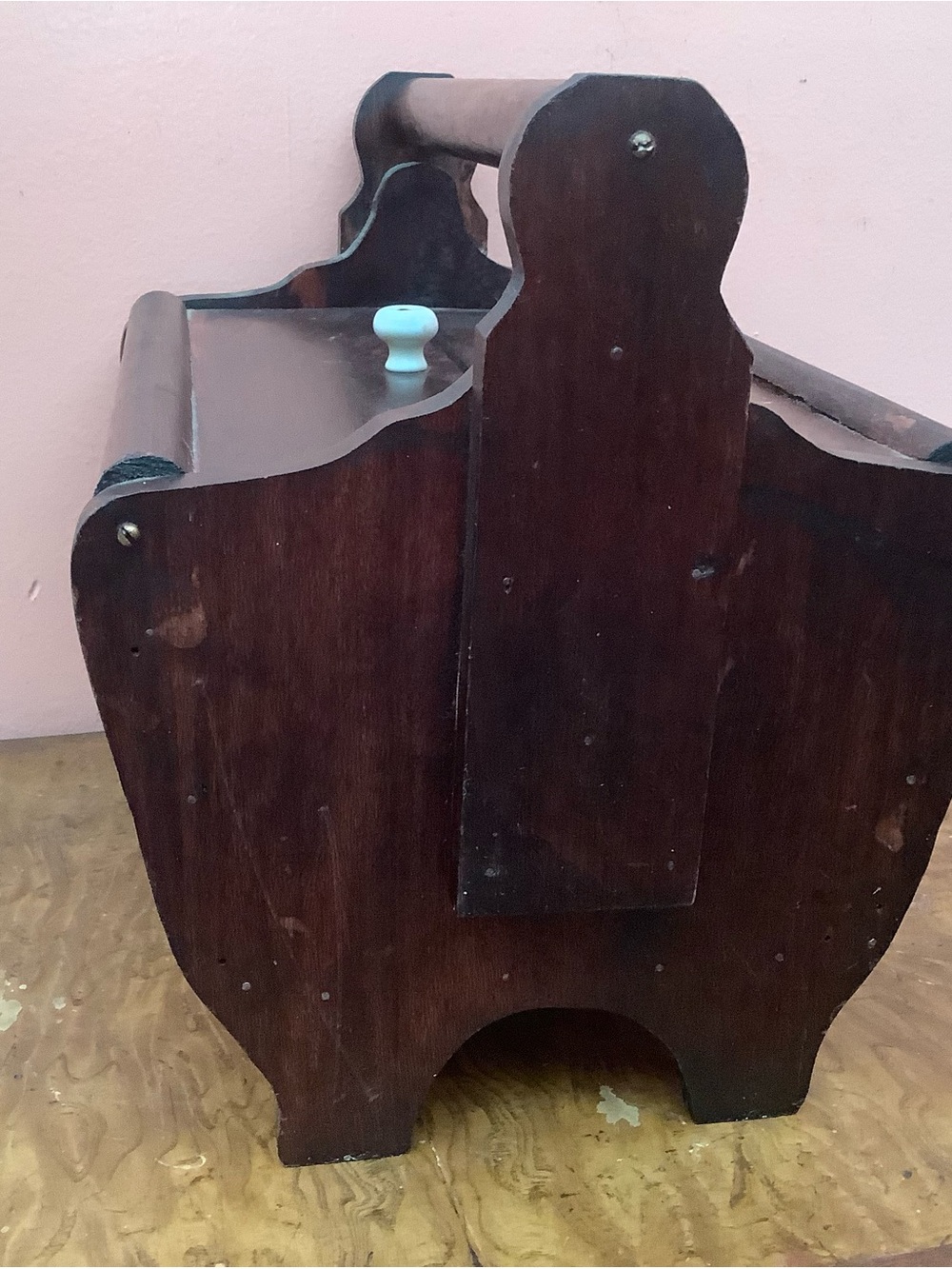 Handcrafted Dark Mahogany Sewing Box with Handle - Picture 8 of 17